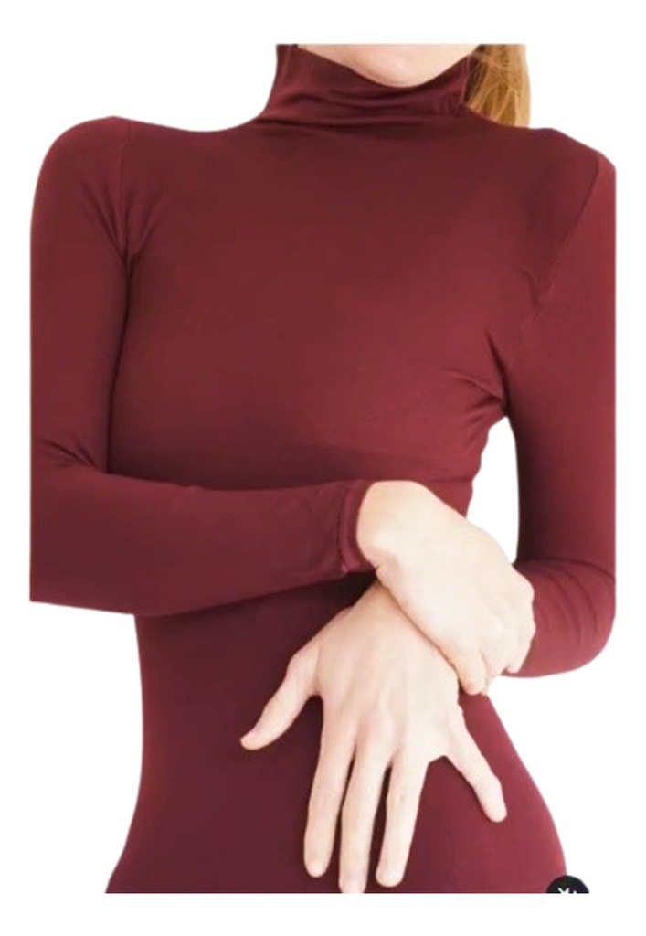 Polera De Microfibra Cuello Alto Manga Larga Cal19 Silvana