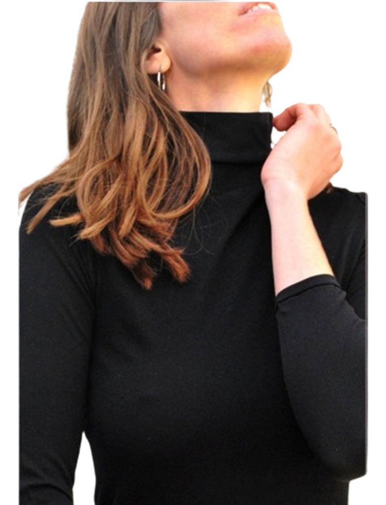 Polera De Microfibra Cuello Alto Manga Larga Cal19 Silvana